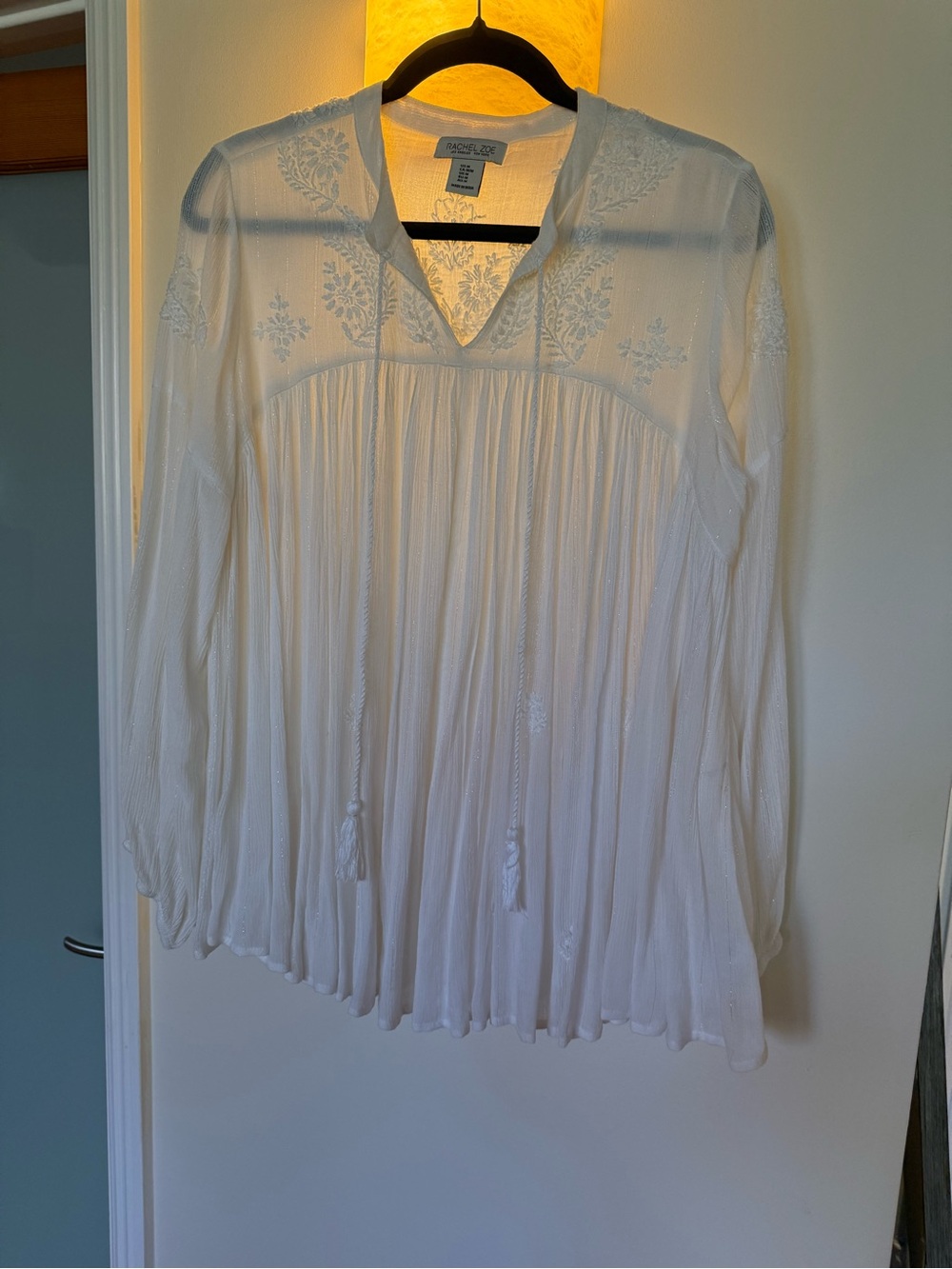 Rachel Zoe White Embroidered Peasant Tunic